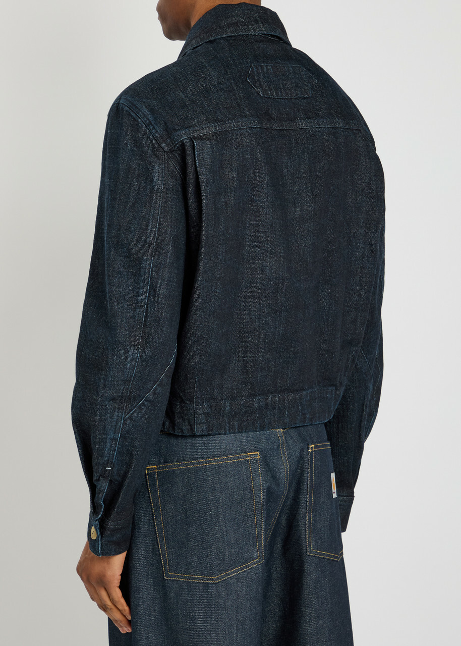 Jacquemus La Veste De-nîmes Crocodile-effect Canvas Jacket Navy