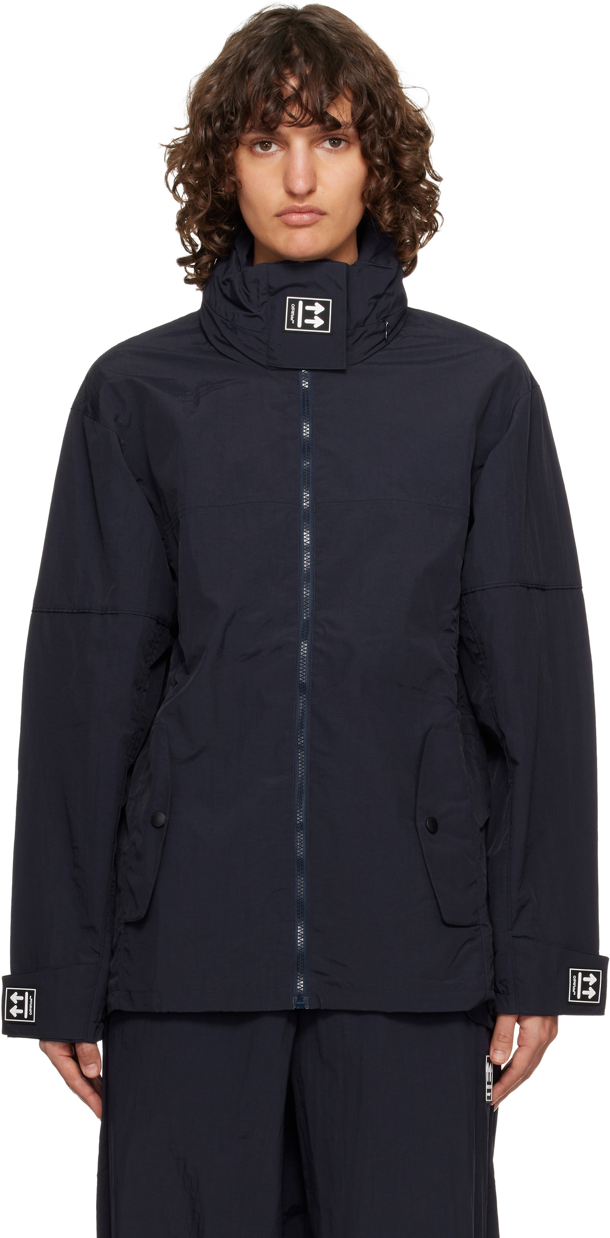 Off-White Navy Active Double Arrow Jacket