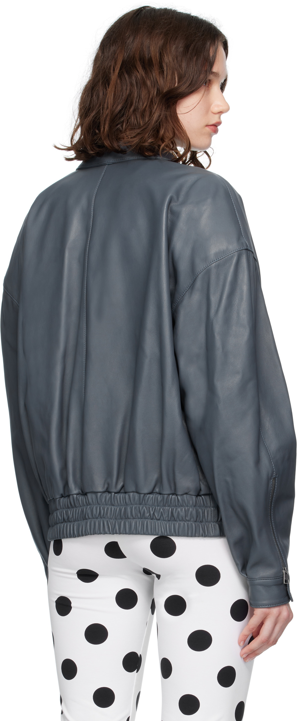 Paloma Wool Blue Lora Leather Jacket