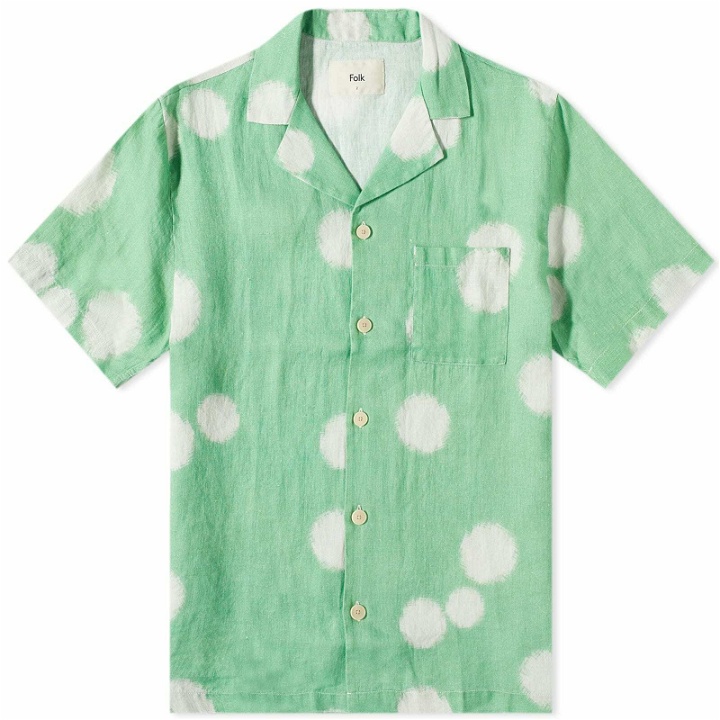 Photo: Folk Men's Dot Print Vacation Shirt in Green