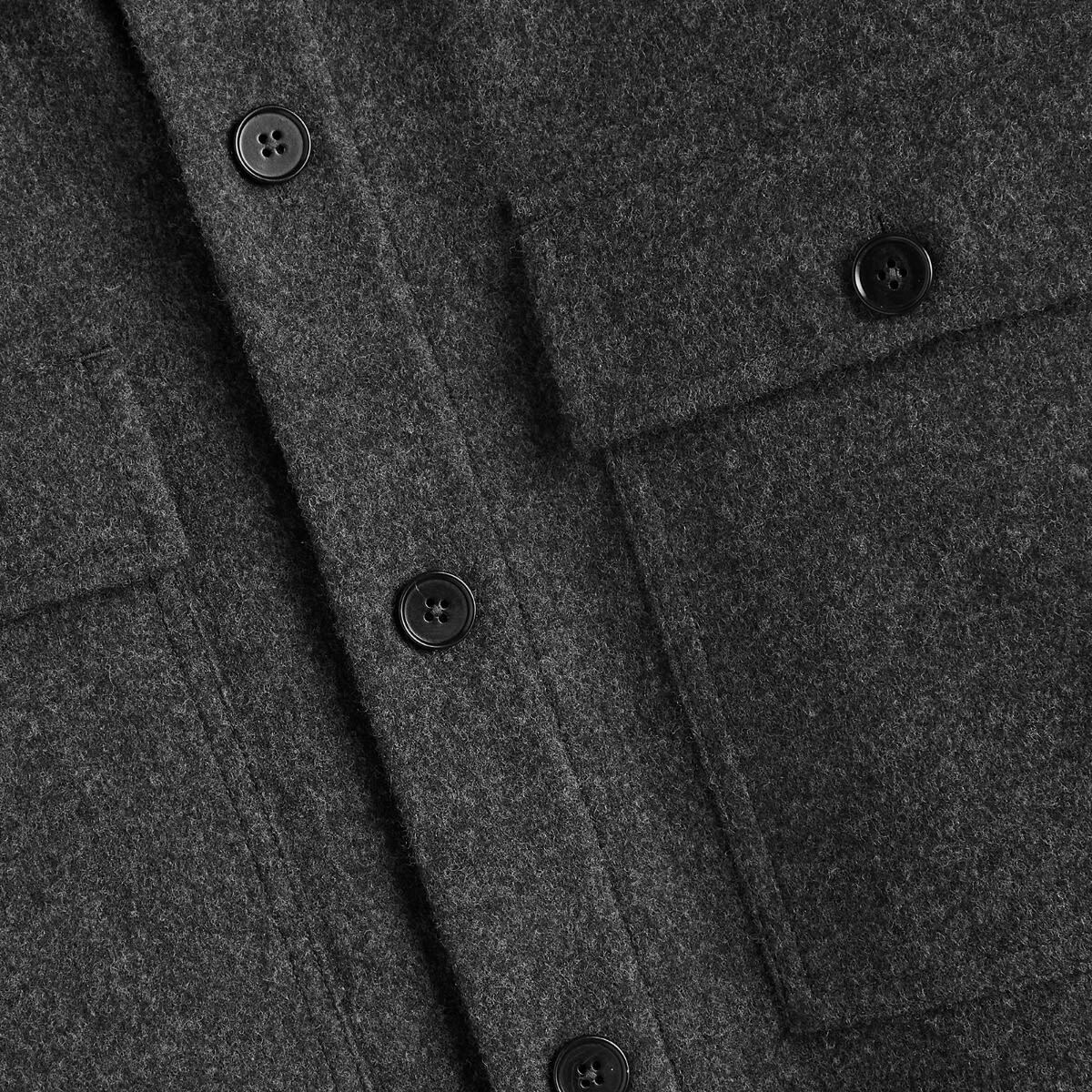 Jil Sander Men's Plus Wool Shirt Jacket in Lava Stone Jil Sander