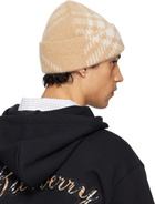 Burberry Beige Check Mohair Wool Blend Beanie
