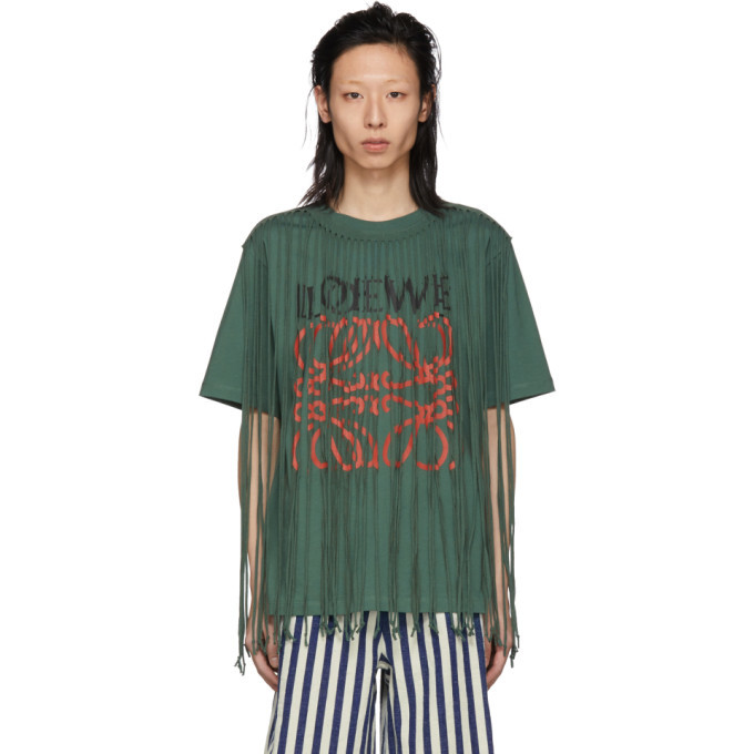 Photo: Loewe Green Anagram Fringes T-Shirt