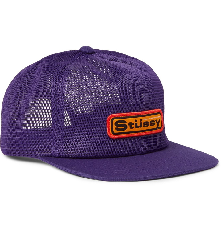Photo: Stüssy - Logo-Appliquéd Mesh and Twill Baseball Cap - Purple