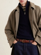 Purdey - Linton Logo-Embroidered Wool Half-Zip Sweater - Blue