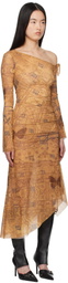 MISBHV Brown Goa Mesh Dropped Shoulder Midi Dress