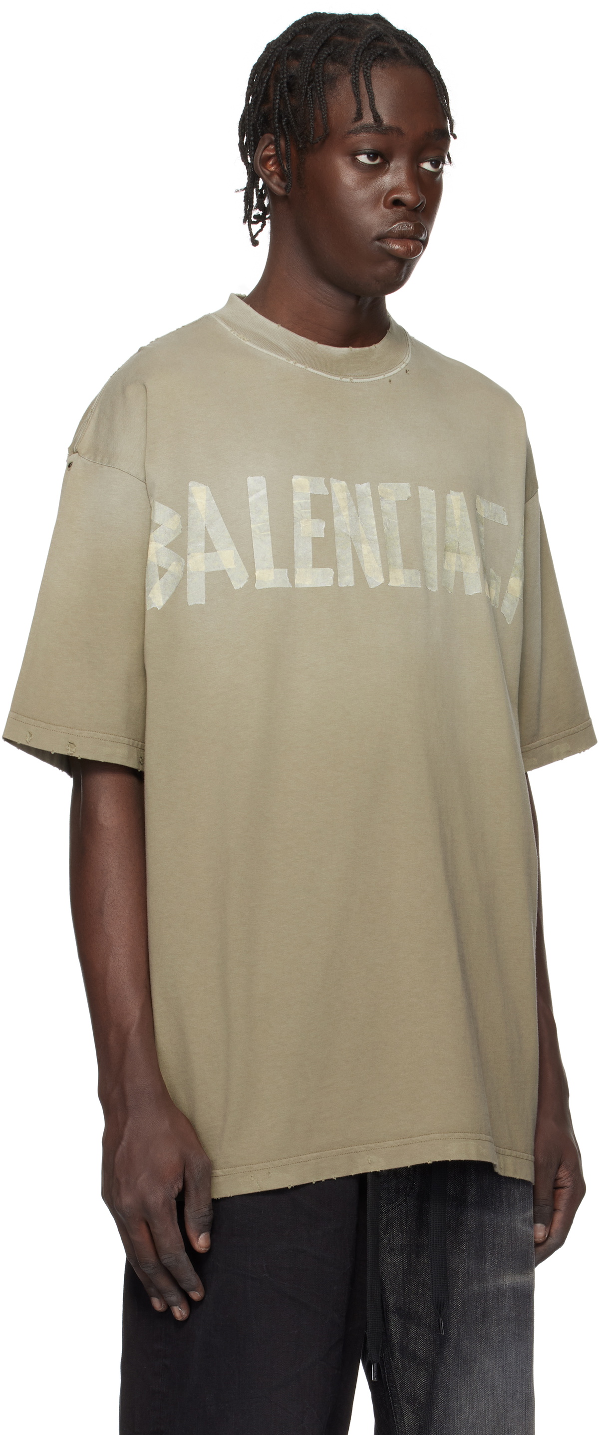 Balenciaga Taupe New Tape Type Medium Fit T-shirt Balenciaga