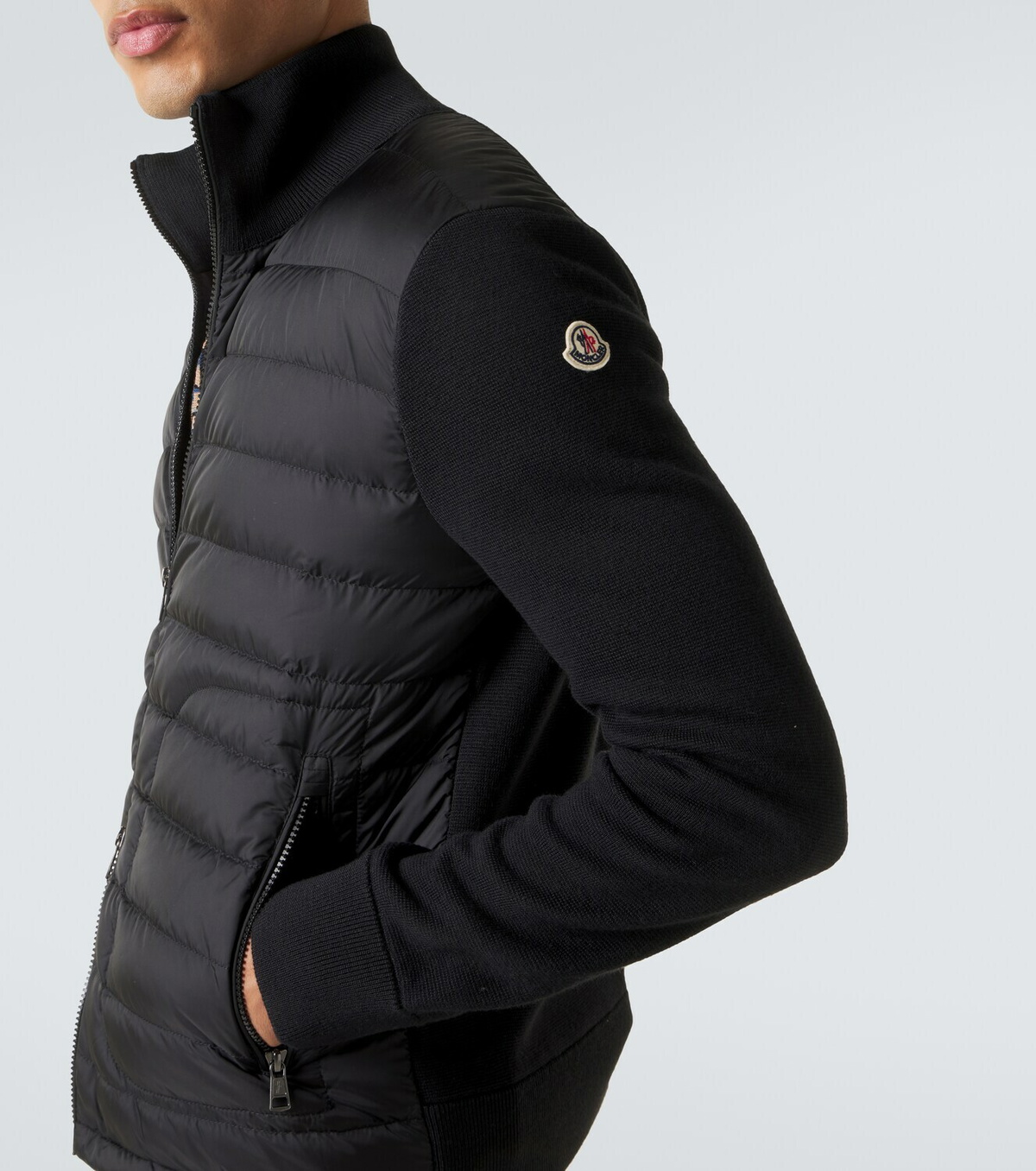 Moncler Tricot down-paneled wool-blend cardigan Moncler