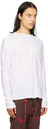 Edward Cuming White Warped Dart Long Sleeve T-Shirt