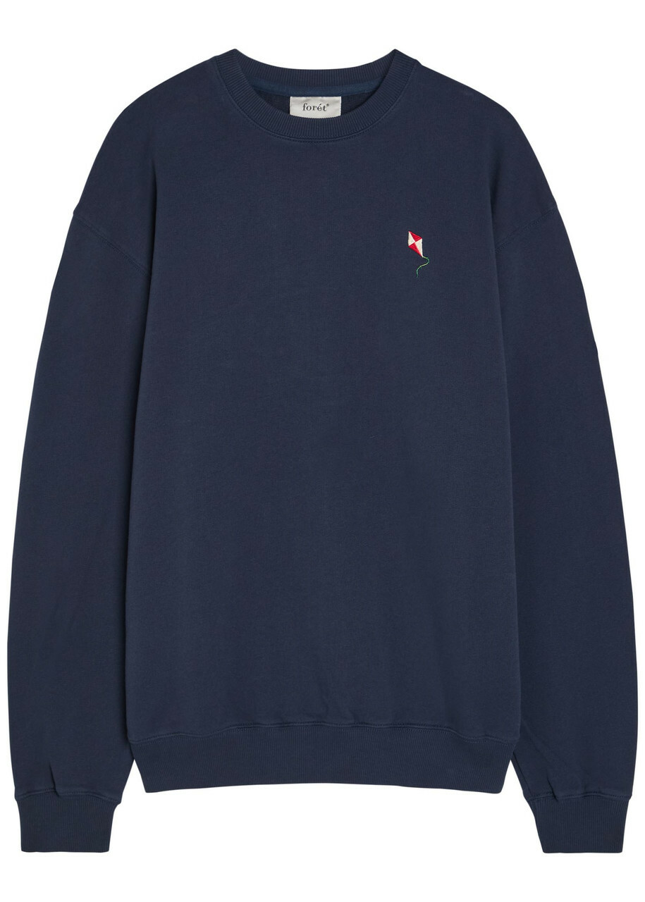 Forét Embroidered Cotton Sweatshirt Navy