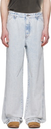 LGN Louis Gabriel Nouchi Blue Straight-Leg Light-Wash Pleats Jeans