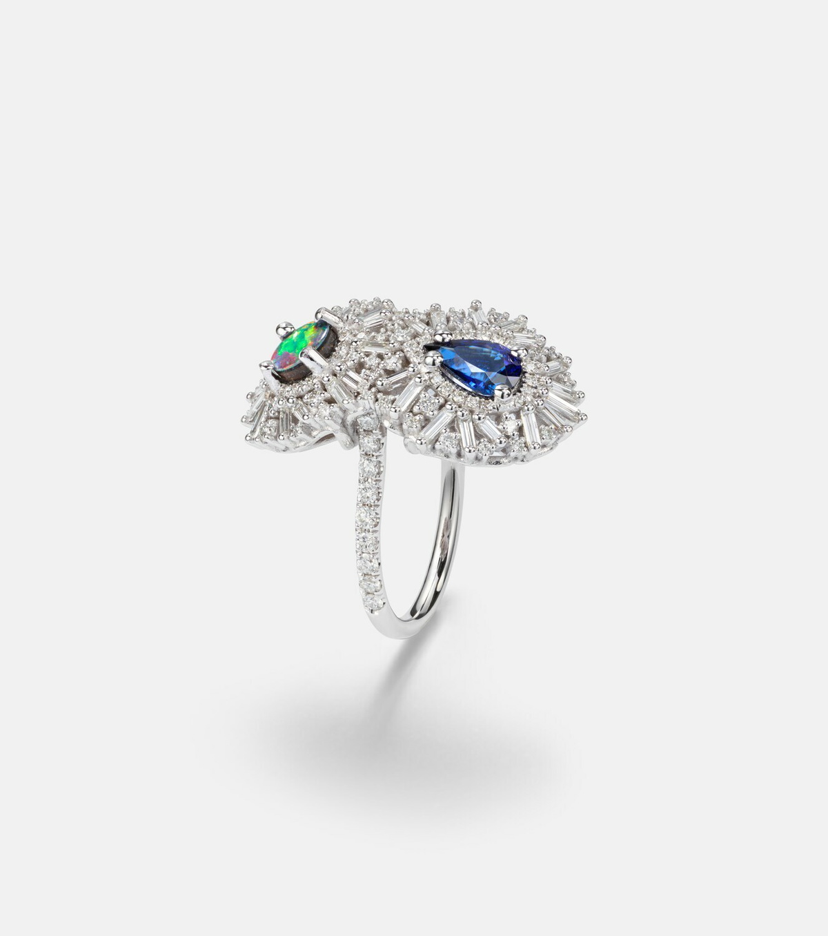 Suzanne Kalan 18kt white gold (750/1000) ring with gemstones