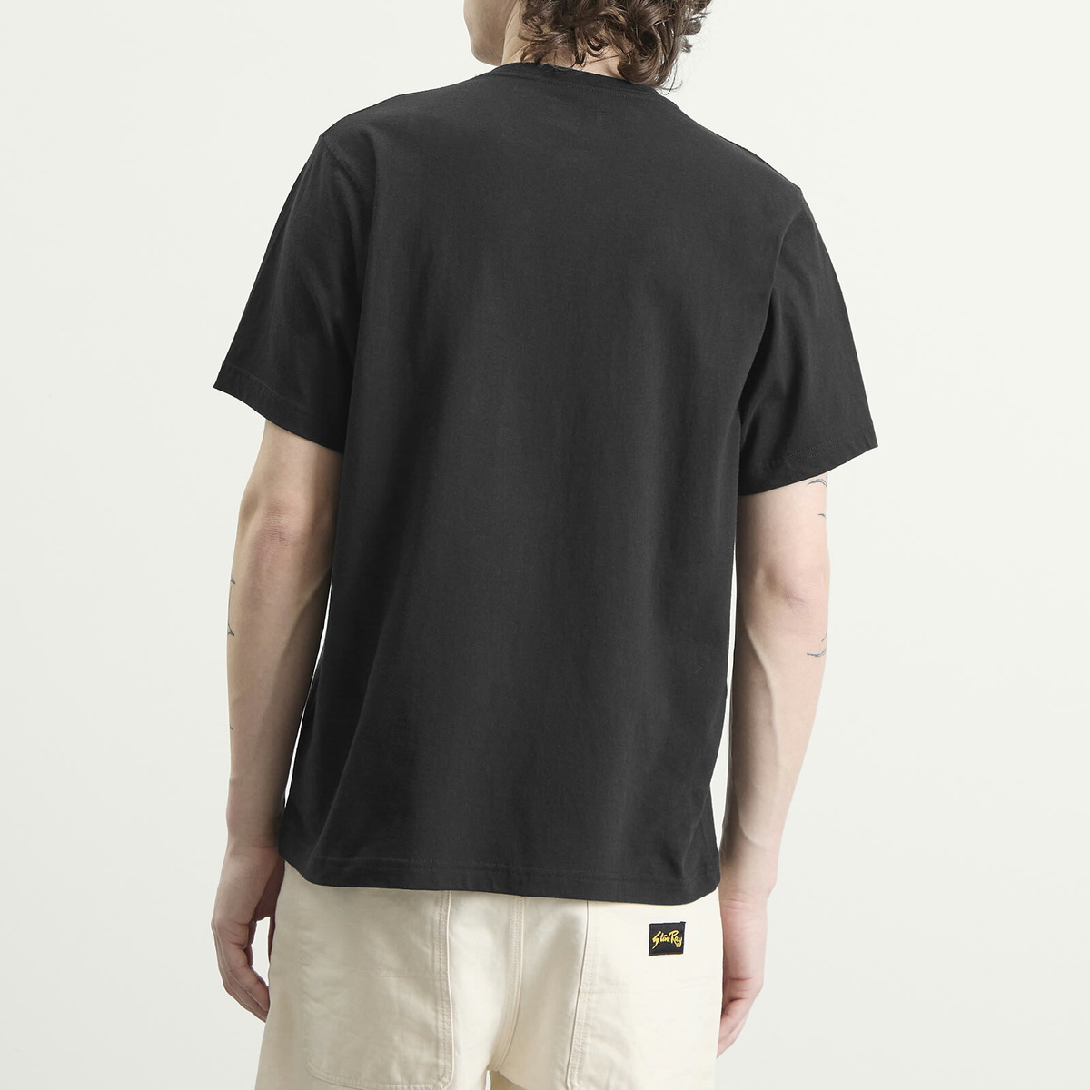 Universal Works Men's Script Logo Pocket T-shirt in Black