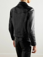 CELINE - Droit Waxed Textured-Leather Jacket - Black