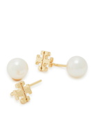 Tory Burch Pearl Front-back 18kt Gold-plated Drop Earrings - One Size