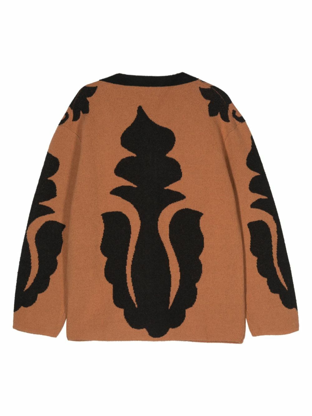 Nanushka Black And Camel Brown Jacquard Knitted Cardigan