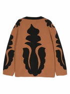 Nanushka Black And Camel Brown Jacquard Knitted Cardigan