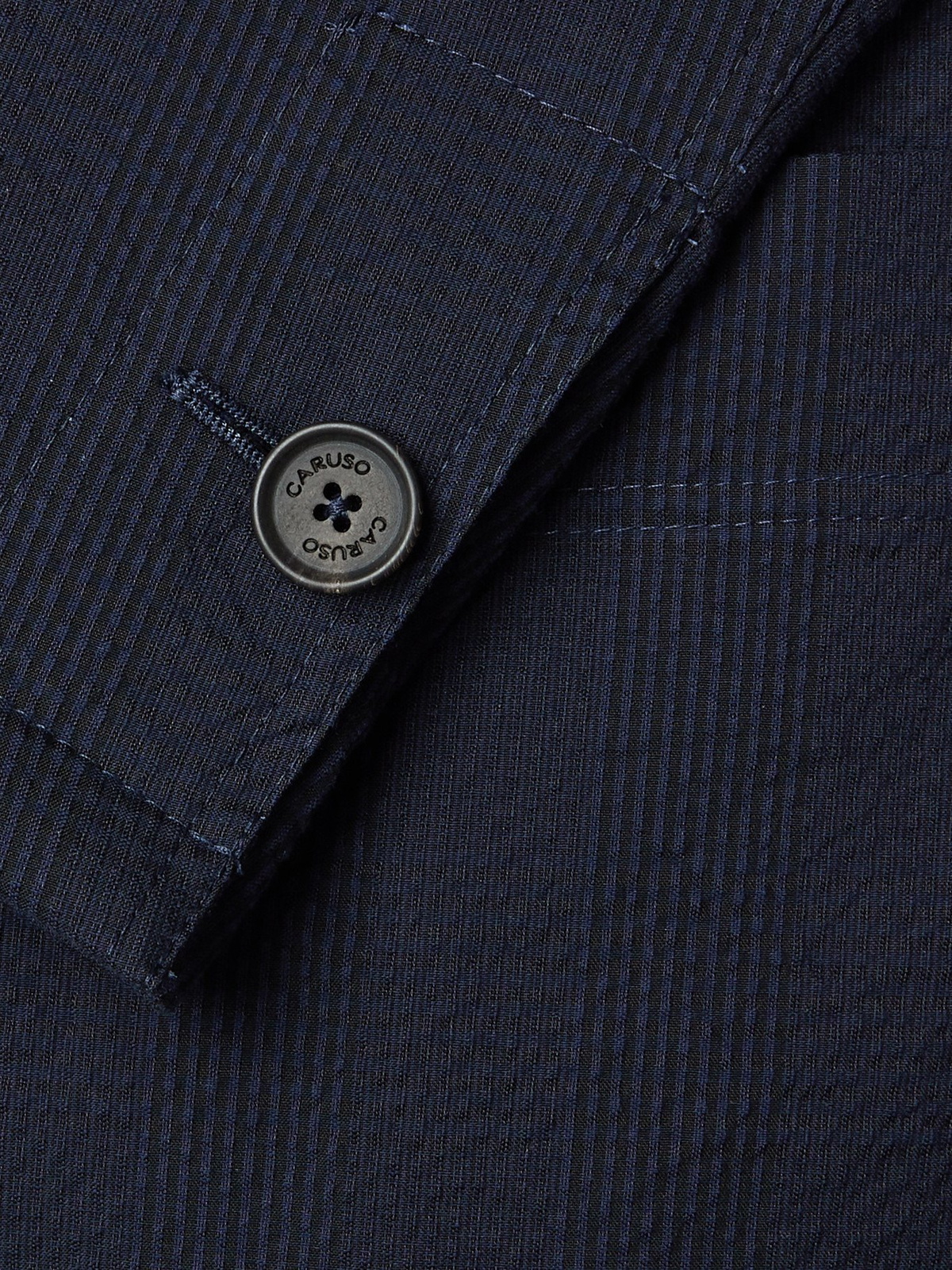 CARUSO - Elba Slim-Fit Checked Cotton and Silk-Blend Seersucker