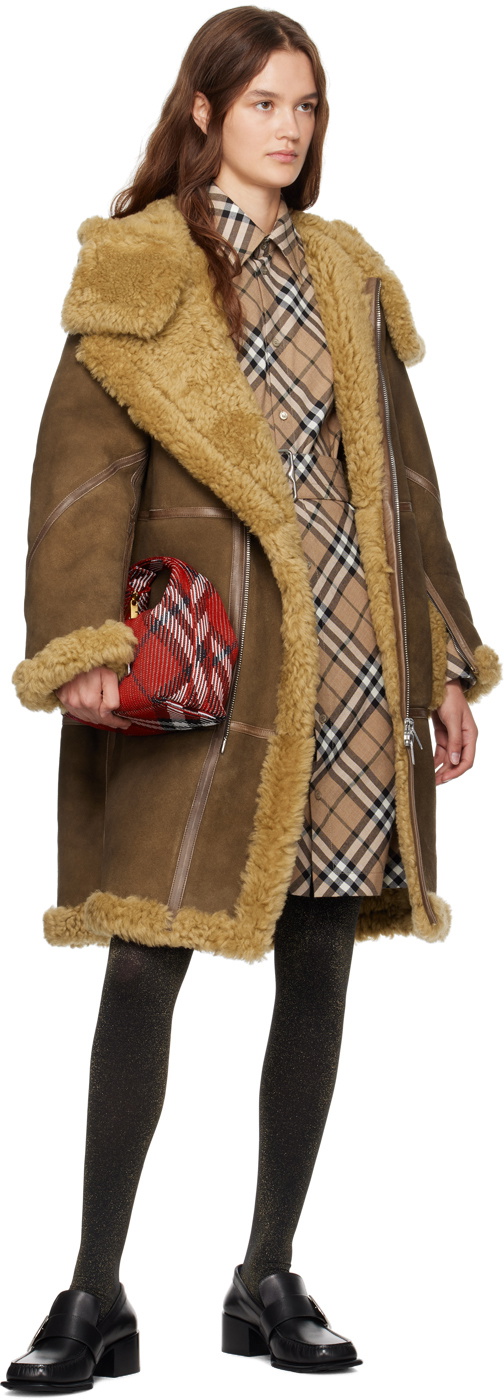 Burberry Brown Relaxed-Fit Shearling Coat