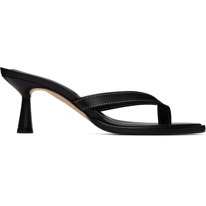 Photo: Aeyde Black Daphne Leather Thong Heeled Sandals