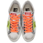 Golden Goose Silver and White Superstar Sneakers