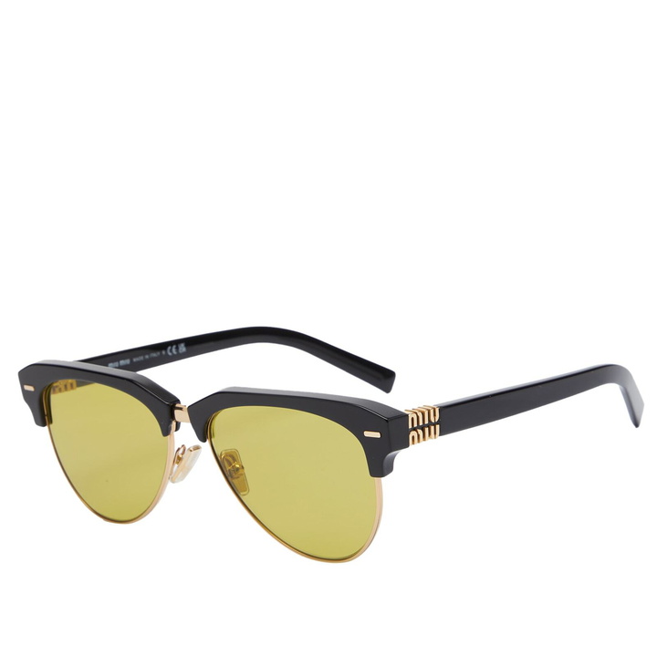 Photo: Miu Miu Eyewear Women's 09ZS Sunglasses in Black/Olive Green 