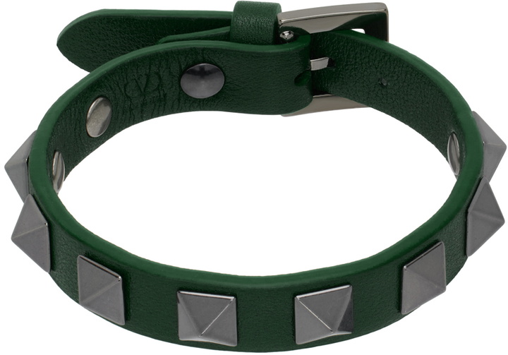 Photo: Valentino Garavani Green Rockstud Leather Bracelet