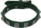Valentino Garavani Green Rockstud Leather Bracelet
