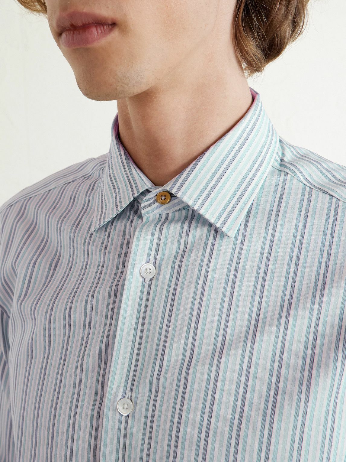 Paul Smith - Slim-Fit Striped Cotton-Poplin Shirt - Blue