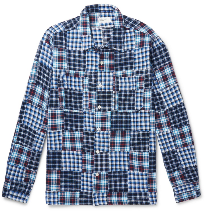Photo: Universal Works - Patchwork Checked Cotton-Flannel Overshirt - Blue