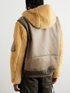 Sacai - Faux Shearling-Trimmed Nylon-Twill Hooded Bomber Jacket - Neutrals