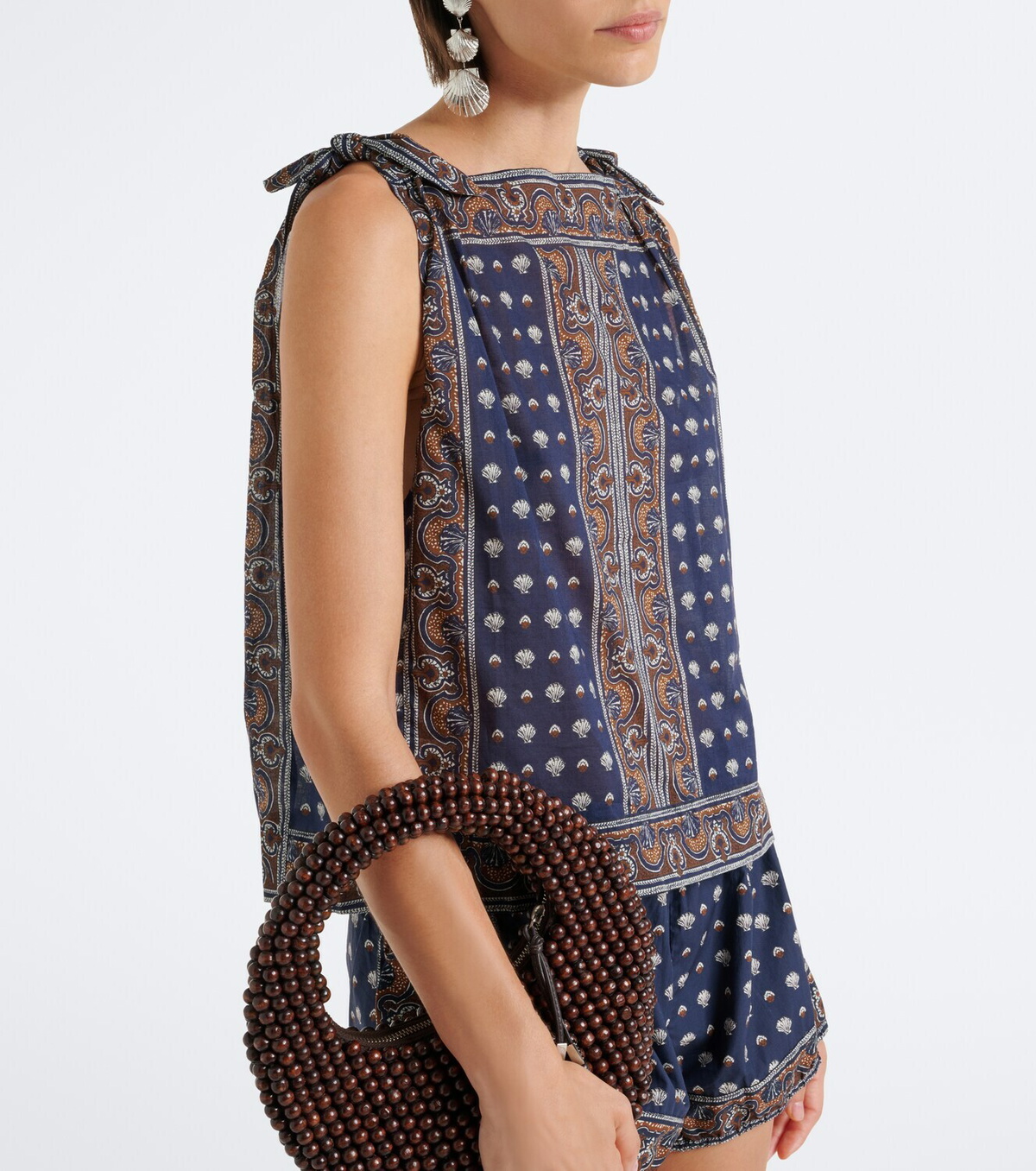 Dôen Amalia printed cotton voile top