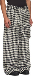 Reese Cooper Navy & White Houndstooth Patch Pocket Belted Trousers
