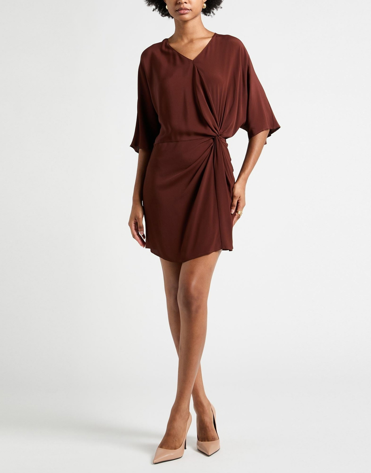 Manila Grace Womens Mini dress Chocolate in Brown