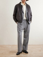 Kaptain Sunshine - Tapered Pleated Striped Wool-Flannel Suit Trousers - Gray
