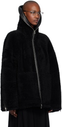 Helmut Lang Black Apex Teddy Reversible Leather Jacket