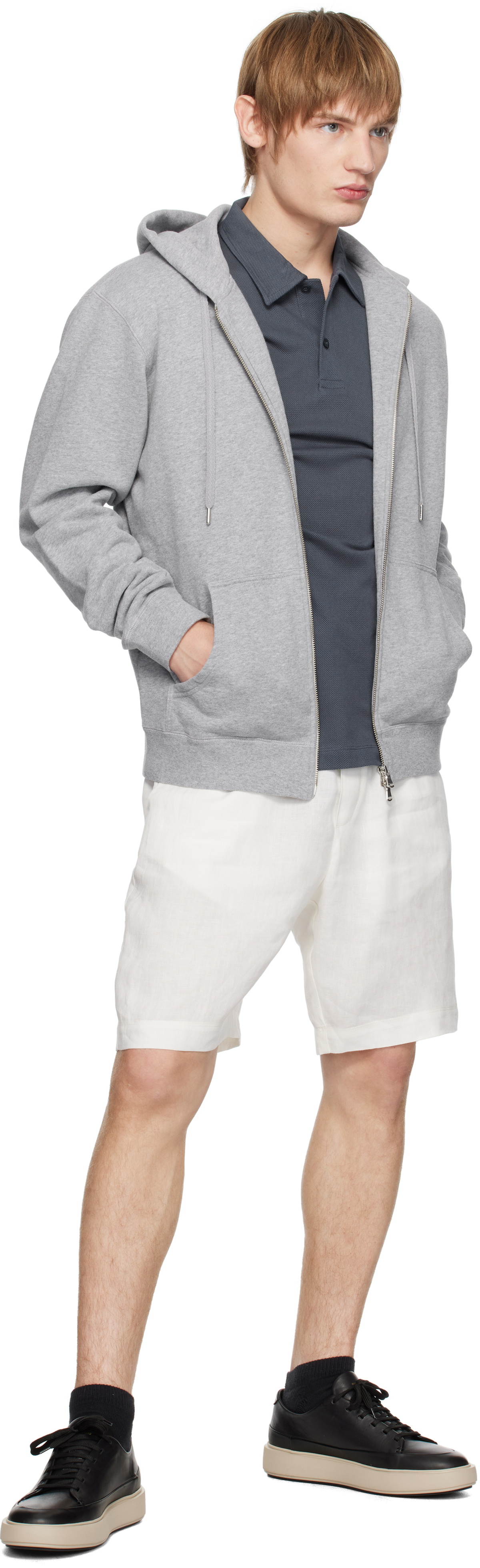 Sunspel Black Loopback Zip Hoodie