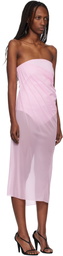 Courrèges Pink Draped Jersey Bustier Midi Dress