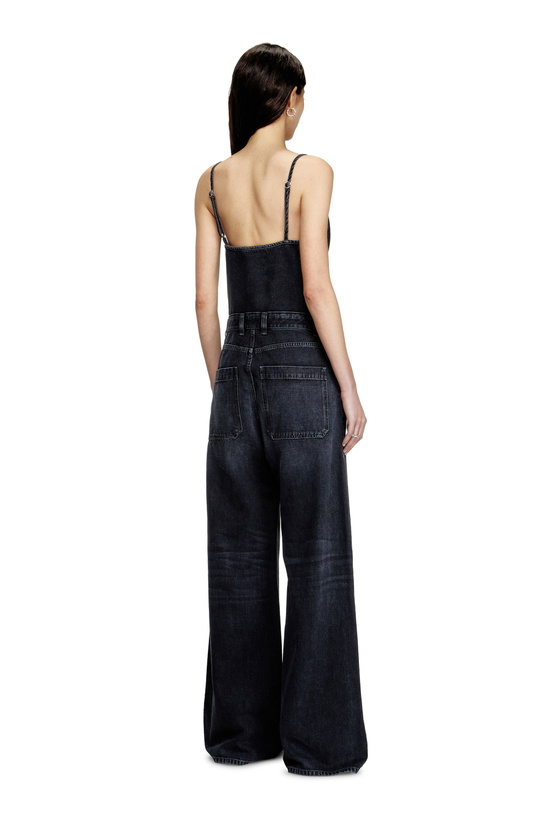 Photo: Diesel Strappy jumpsuit in batavia-weave denim - Jumpsuits Womens in Black