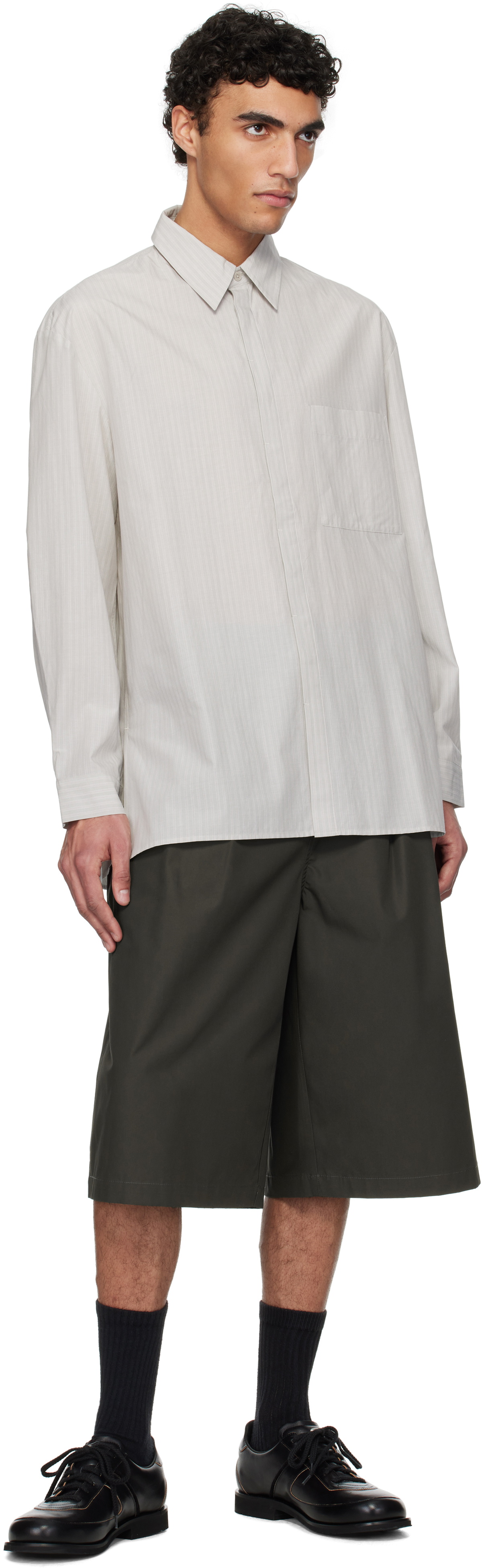 AMOMENTO Brown Two Tuck Wide Shorts