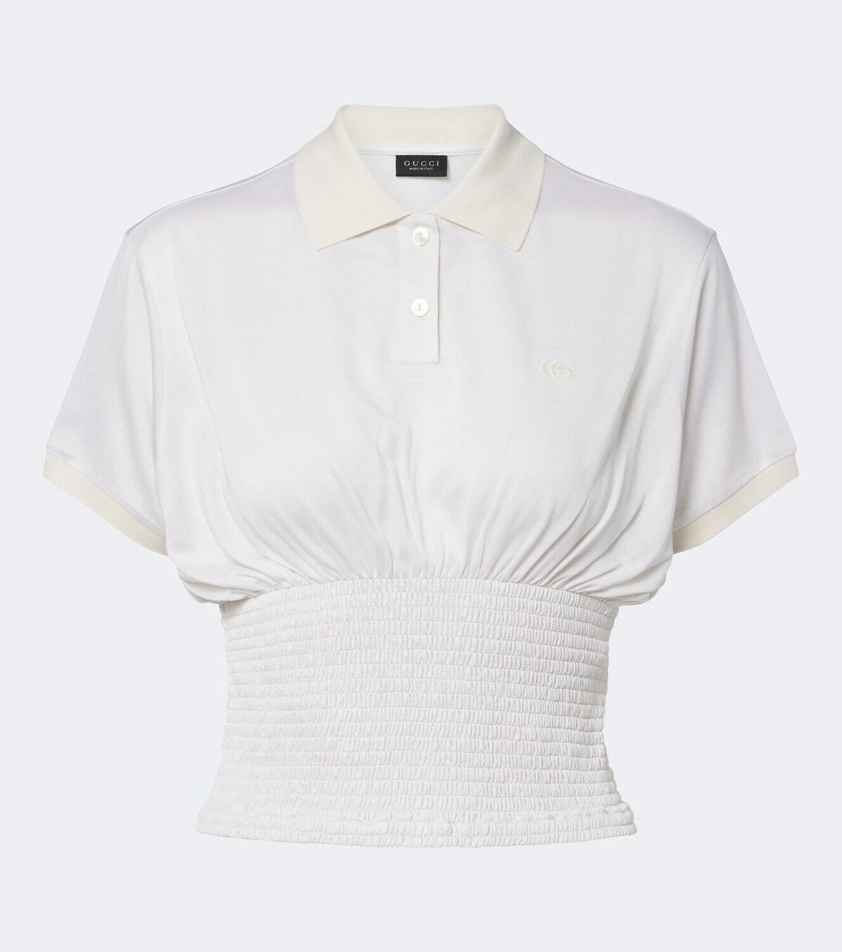 Gucci Double G shirred silk top