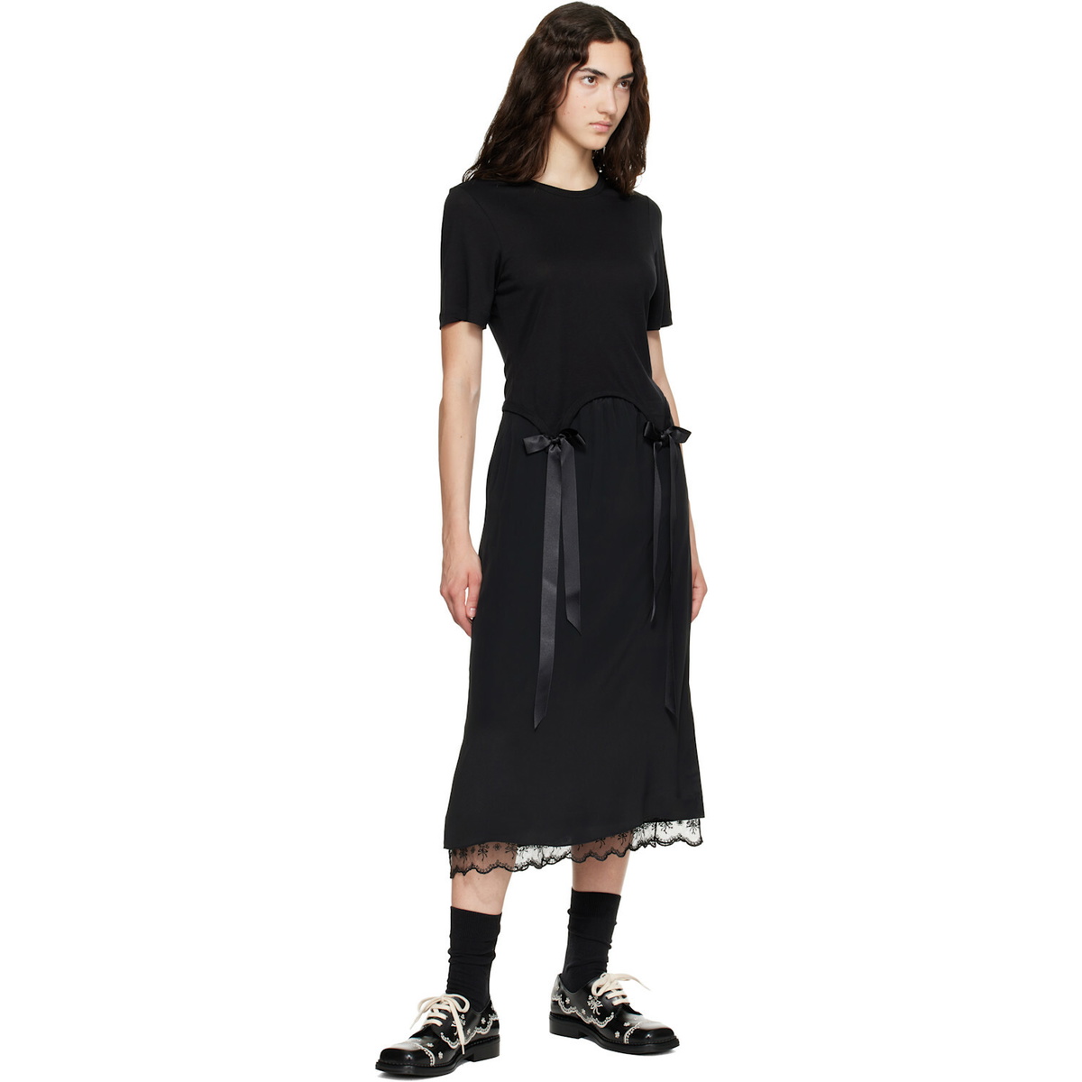 Simone Rocha Black Bow Tail Easy T-shirt