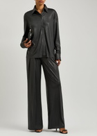 Norma Kamali Coated Stretch-jersey Trousers Charcoal