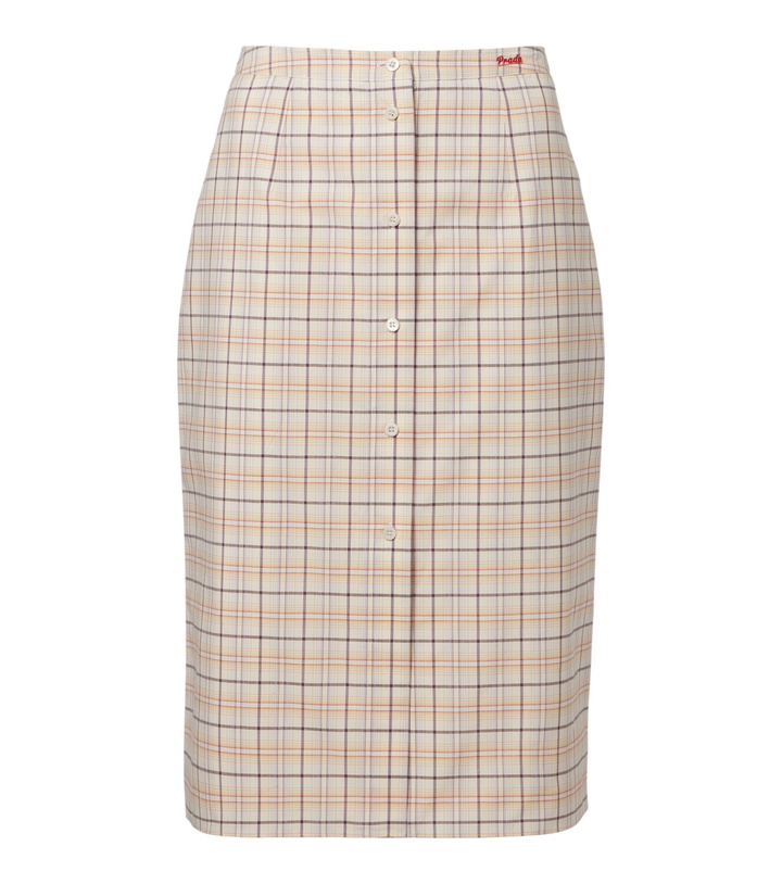 Photo: Prada Checked cotton poplin pencil skirt