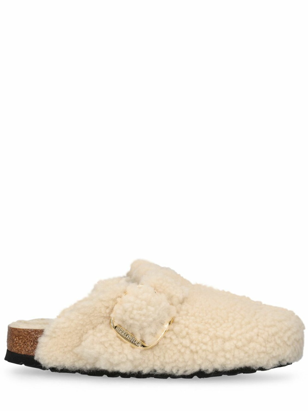 Photo: BIRKENSTOCK Boston Buckle Shearling Mules