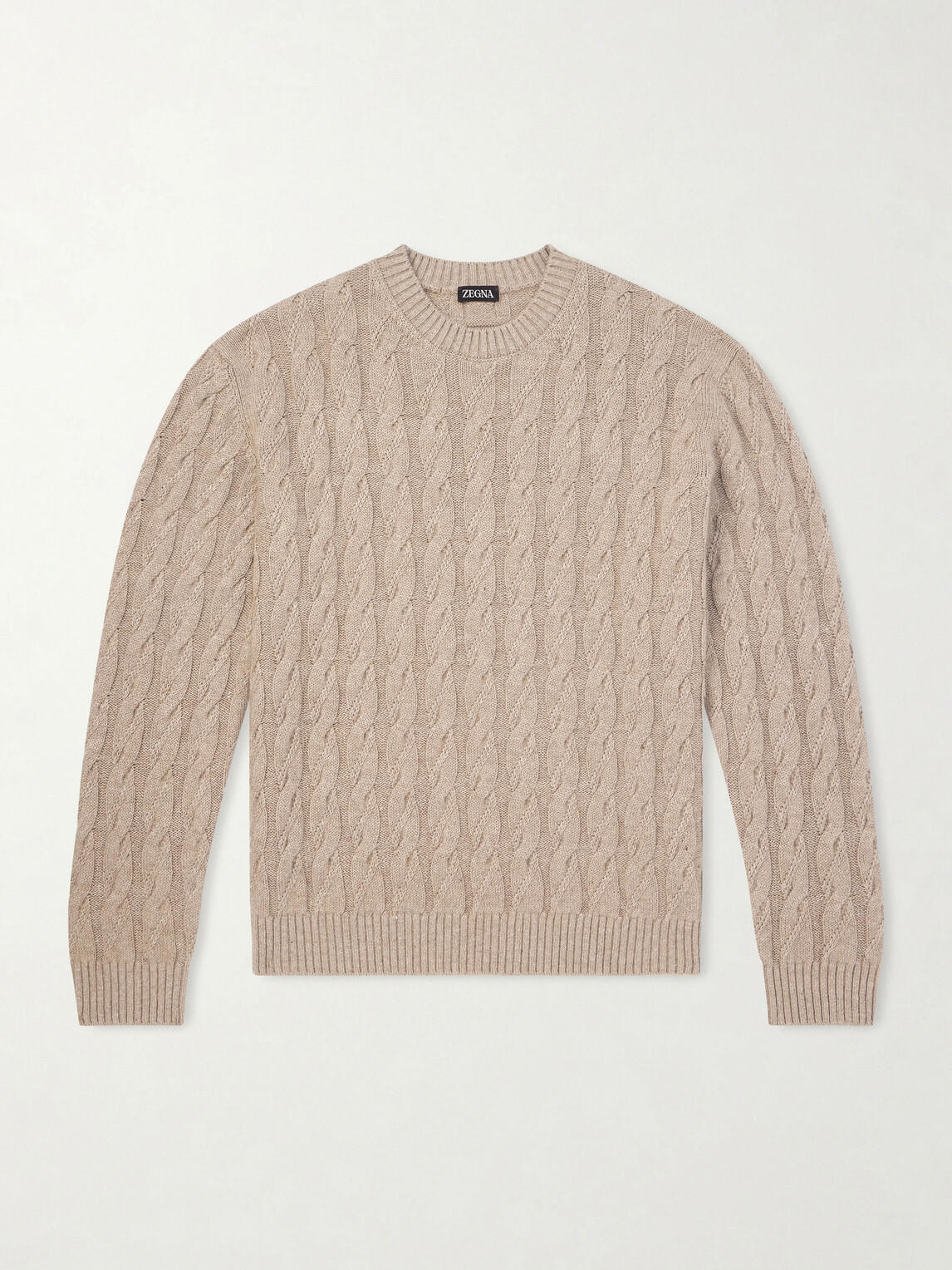 Zegna - Cable-Knit Linen, Cashmere and Silk-Blend Sweater - Neutrals