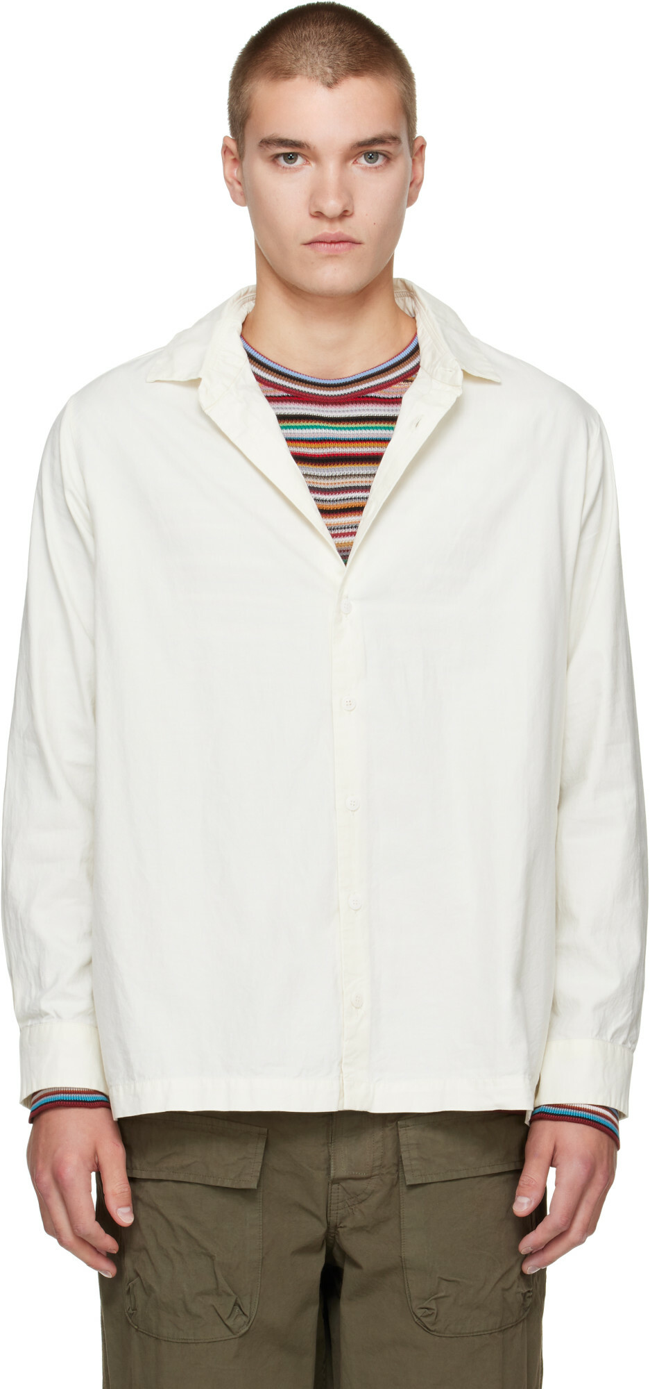 CASEY CASEY Off-White Twill Cot Cooper Shirt