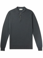 John Smedley - Slim-Fit Striped Merino Wool-Jersey Polo Shirt - Gray