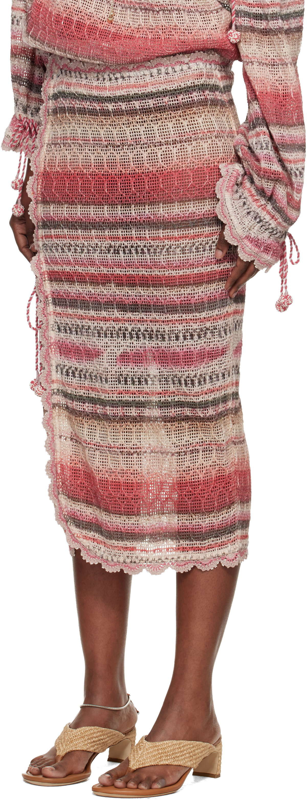 Isabel Marant Pink Noryane Cotton Sunrise Net Midi Skirt