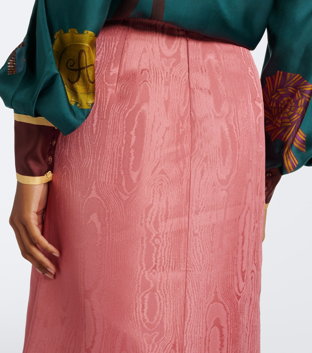 Alémais Valentina embellished moiré midi skirt